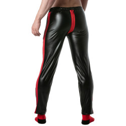 LEADER Pantalon avec Zip Brut Noir-Rouge